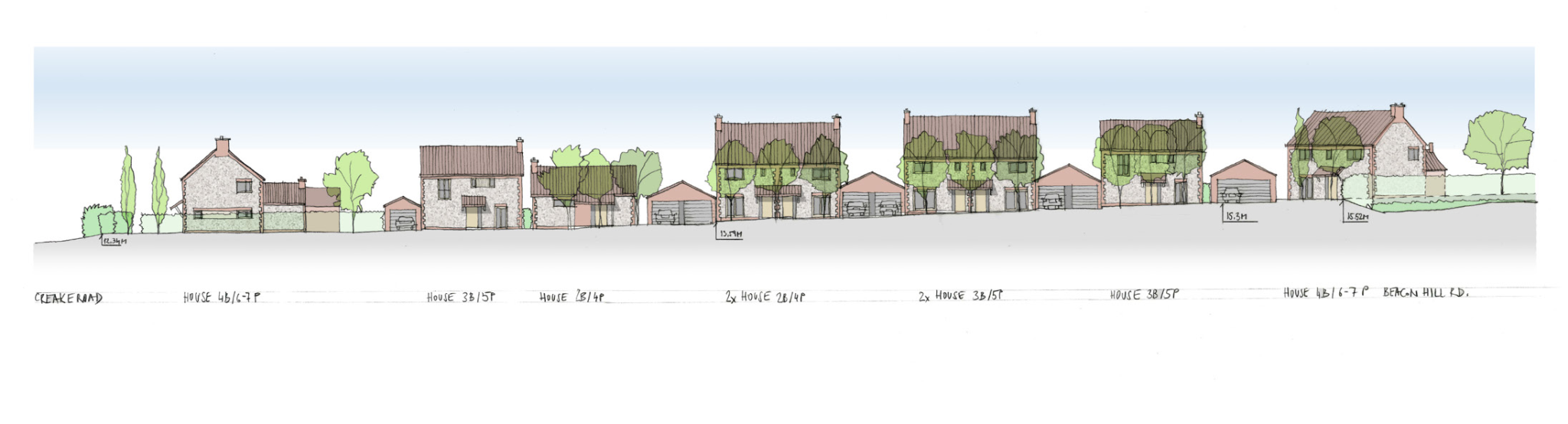 Illustration of potential street scene at proposed development in Burnham Market