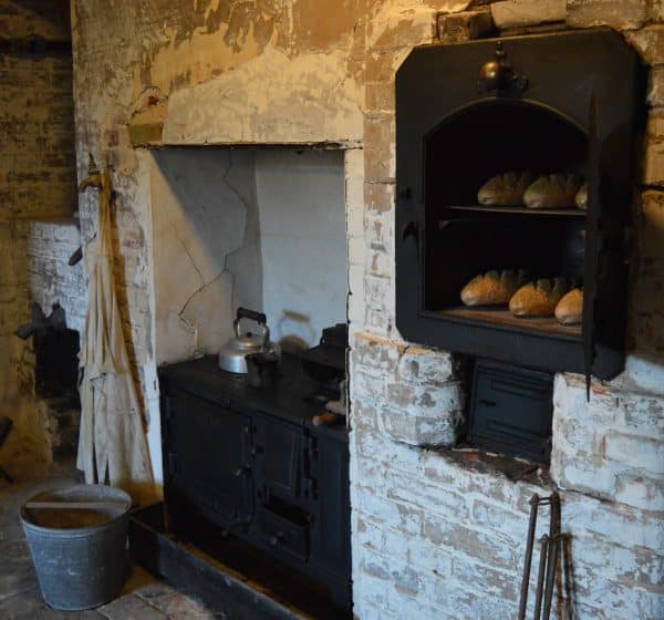 Bread in the oven in the Old Bakery as seen in the Cellar Tours at Holkham