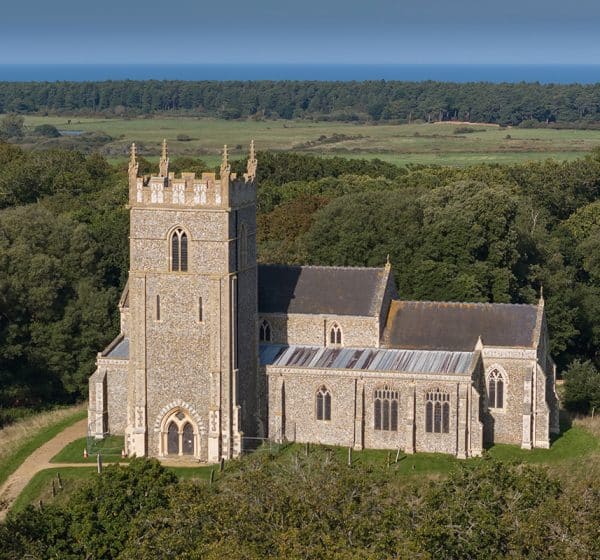 Aerial view of St Withburga's Church in Holkham Park