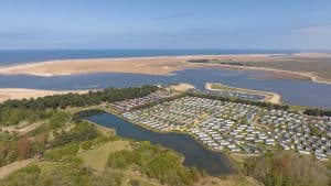 Ariel view of Pinewoods caravan park at Wells-next-the-Sea